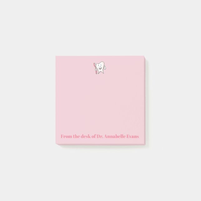Notas Post-it® Diente y cepillo rosados (Anverso)