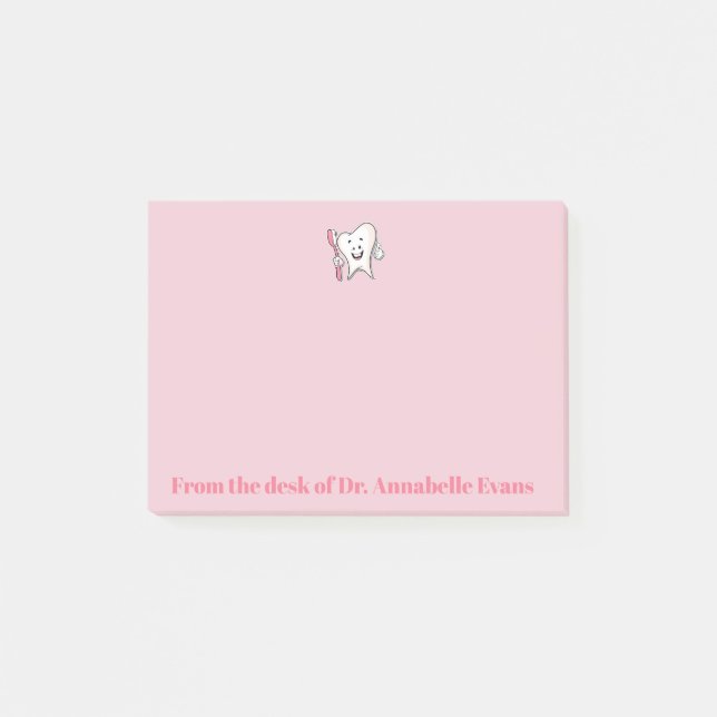 Notas Post-it® Diente y cepillo rosados (Anverso)