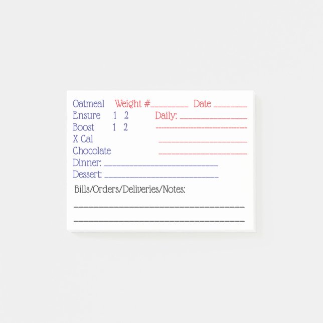 Notas Post-it® Dieta diaria (Anverso)