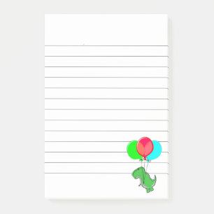 Notas Post-it® Dino enojado lindo volando con globos de fiesta al