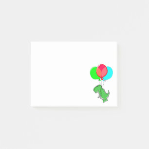 Notas Post-it® Dino Lindo y Enojado Vuela con Globos de Fiesta