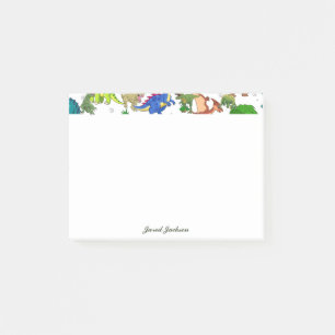 Notas Post-it® Dinosaurio animal divertido con el azul verde lind