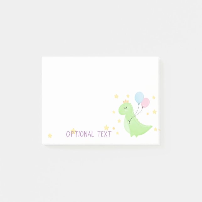 Notas Post-it® Dinosaurio con globos (Anverso)