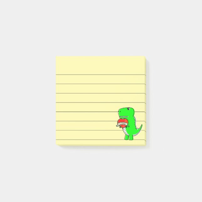 Notas Post-it® Dinosaurio Día de San Valentín curado 3x3 (Anverso)