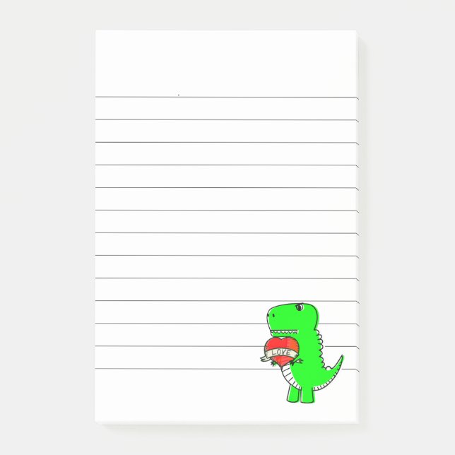 Notas Post-it® Dinosaurio Día de San Valentín lindo en línea (Anverso)