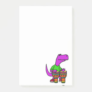 Notas Post-it® Dinosaurio lindo de T-rex que juega los tambores