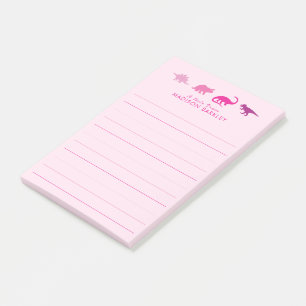 Notas Post-it® Dinosaurio Rosa Lindo Dino para Niños