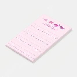 Notas Post-it® Dinosaurio Rosa Mono Para Niños