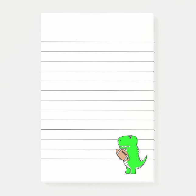 Notas Post-it® Dinosaurio Verde ama al fútbol latente (Anverso)