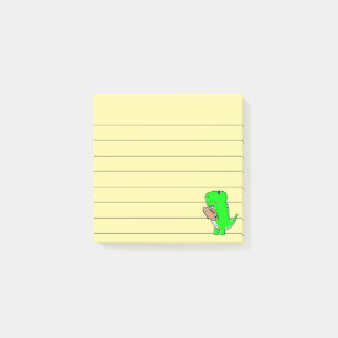 Notas Post-it® Dinosaurio Verde ama el fútbol en línea 3x3