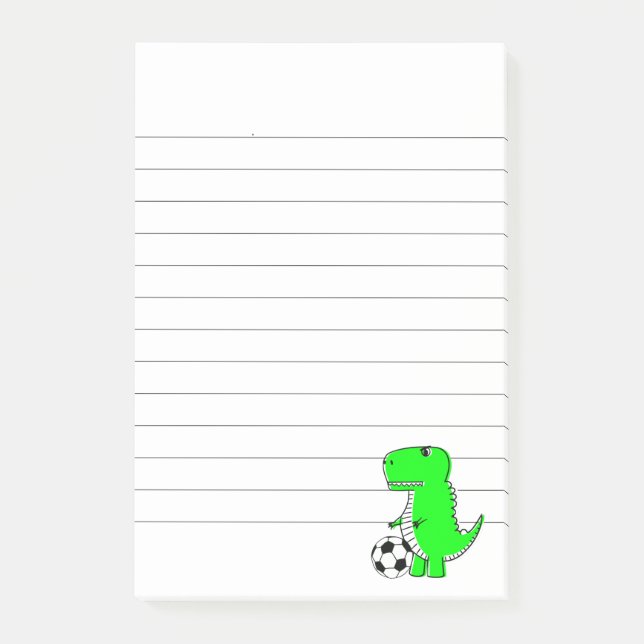 Notas Post-it® Dinosaurio Verde ama el fútbol latente (Anverso)