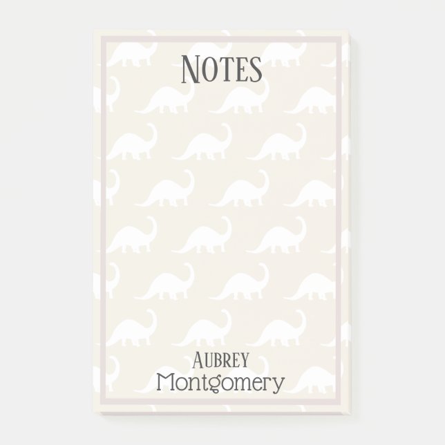 Notas Post-it® Dinosaurios Brontosaurus blancos de moda Personali (Anverso)