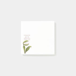 Notas Post-it® Dionaea divertida con mensaje de advertencia