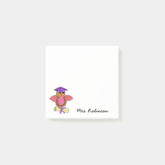 Notas Post-it® Diploma de lechuza blanca 3 x 3 (Anverso)