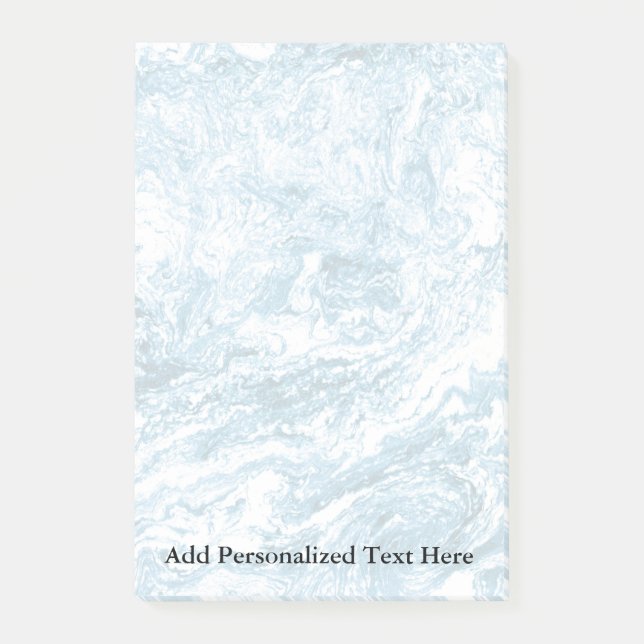 Notas Post-it® Diseño abstracto de mármol| Azul y blanco (Anverso)