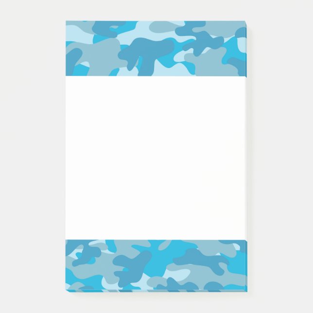 Notas Post-it® Diseño de camo azul y gris (Anverso)
