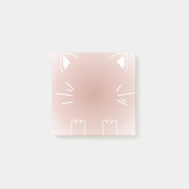 Notas Post-it® Diseño de gato con gradiente rosa pastel