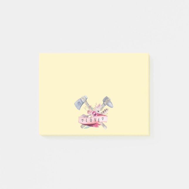 Notas Post-it® Diseño de martillo y acuarela Tomahawk (Anverso)