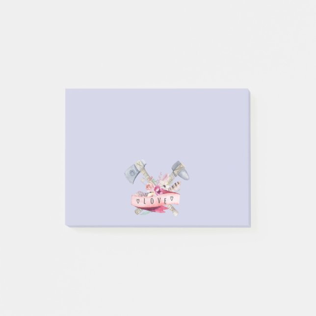 Notas Post-it® Diseño de martillo y acuarela Tomahawk (Anverso)