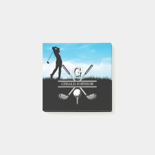 Notas Post-it® Diseño de monograma personalizado Golfer