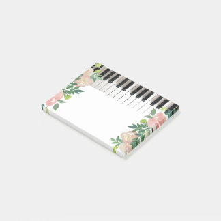 Notas Post-it® diseño de música floral de piano