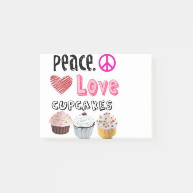 Notas Post-it® Diseño de pastelitos de Peace Love Cupcakes (Anverso)