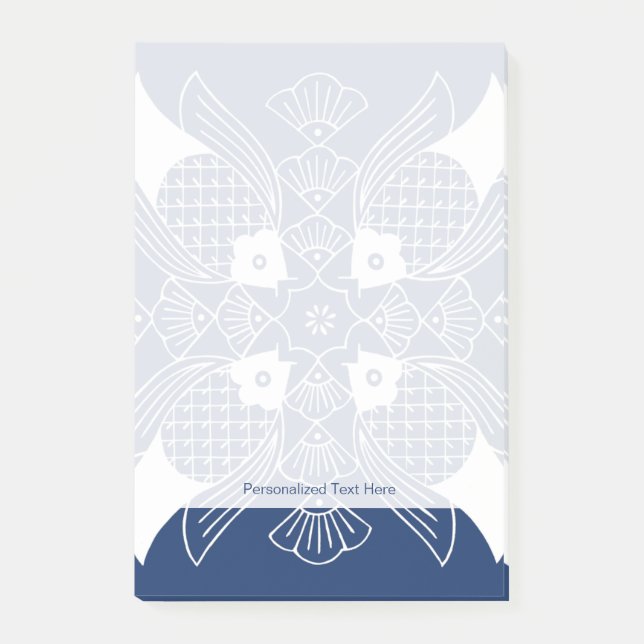 Notas Post-it® Diseño de peces subacuáticos con fondo azul (Anverso)