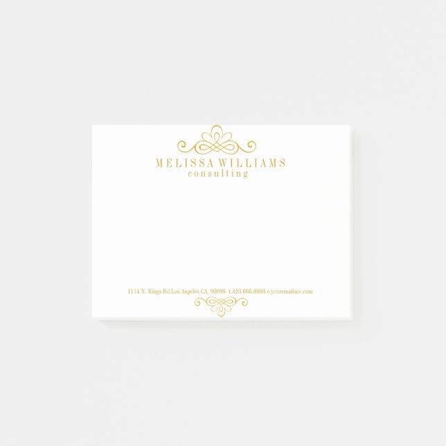 Notas Post-it® Diseño de Swirls caligráficos Gold (Anverso)