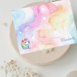 Notas Post-it® Diseño de unicornio arcoiris con nombre personaliz