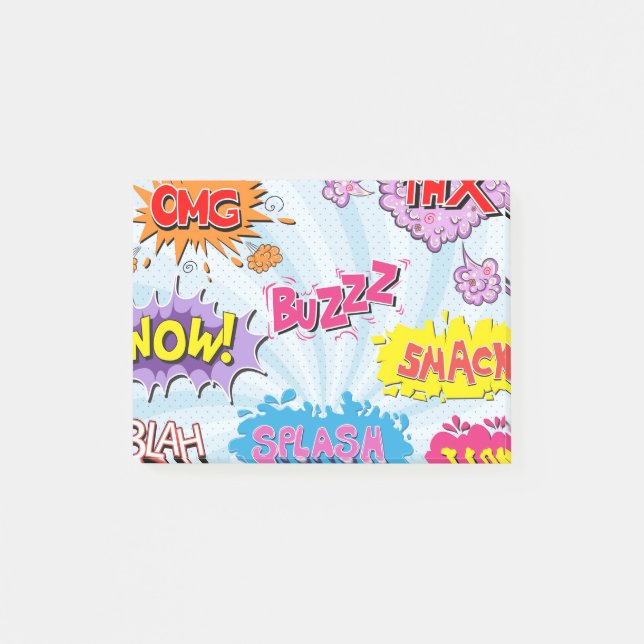 Notas Post-it® Diseño femenino del superhéroe del estilo cómico (Anverso)