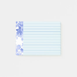 Notas Post-it® Diseño floral de acuarela azul, en lino