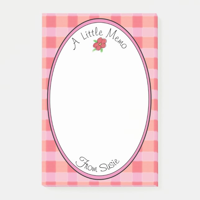 Notas Post-it® Diseño Giratorio de Pink Plaid (Anverso)