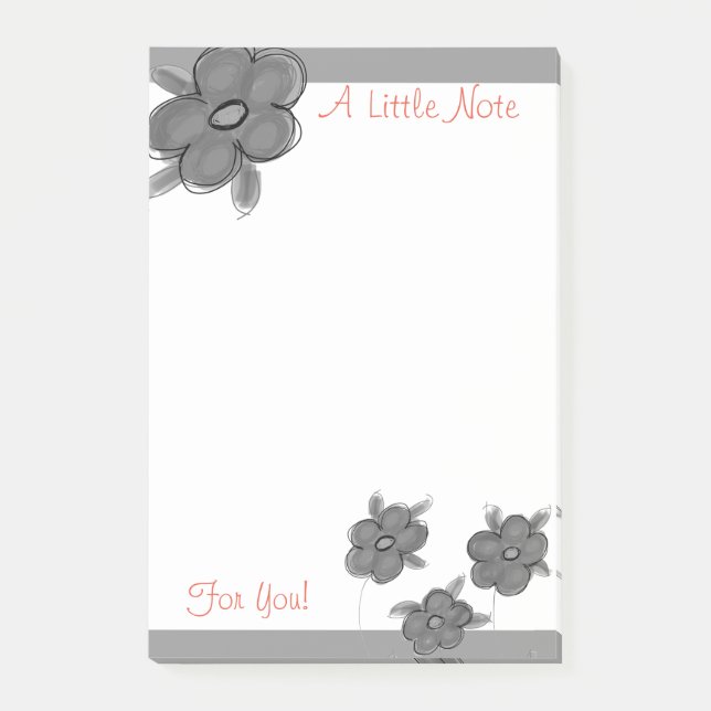 Notas Post-it® Diseño gris floral (Anverso)