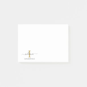 Notas Post-it® Diseño Monograma Inicial Elegante Script Personal