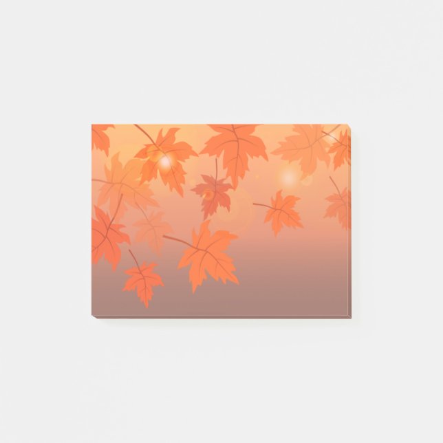 Notas Post-it® Diseño otoñal con hojas de arce y efecto bokeh (Anverso)