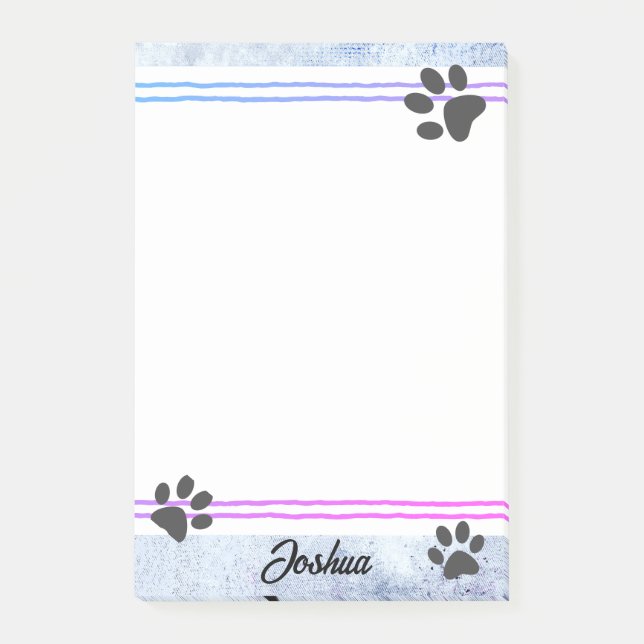 Notas Post-it® diseño personalizado de huellas de patas de perro  (Anverso)