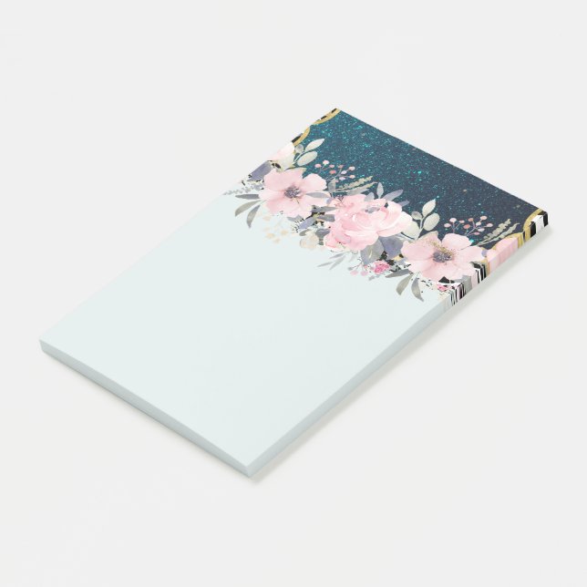 Notas Post-it® Diseño Propia Stationery Girly Flores Azul Purpuri (En perspectiva)