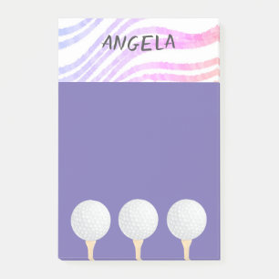 Notas Post-it® diseño púrpura de bola de golf para golfistas