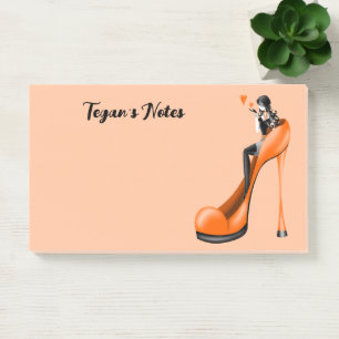 Notas Post-it® Diva de la Moda a la Medida en Naranja Stiletto