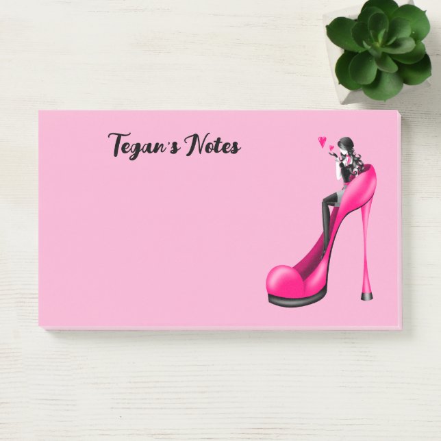 Notas Post-it® Diva de la Moda a la Medida en Rosa Stiletto (Oficina)