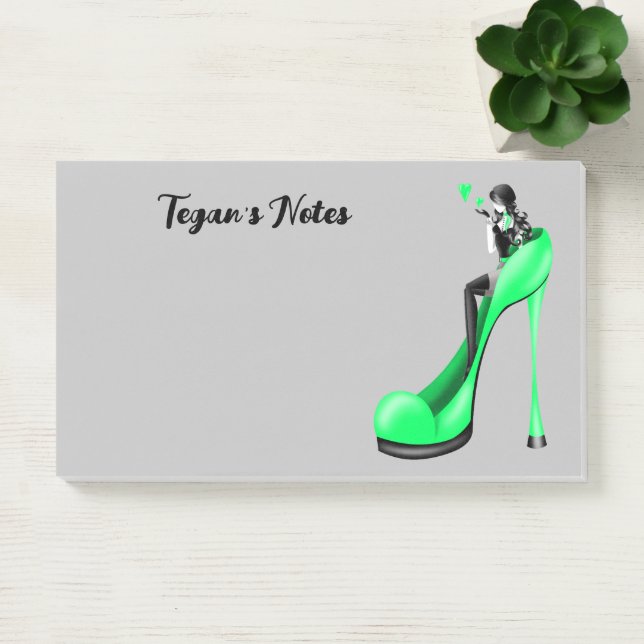 Notas Post-it® Diva de moda personalizado en Stiletto Green (Oficina)