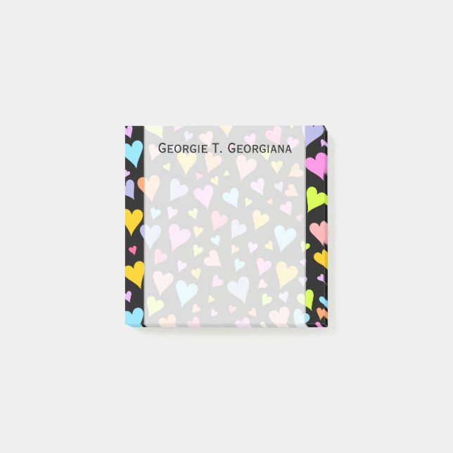 Notas Post-it® Diversión, amando, modelo colorido de los (Anverso)