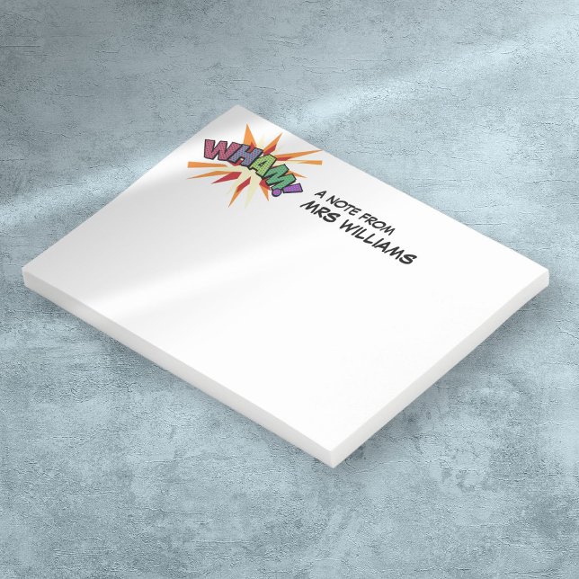 Notas Post-it® Diversión Personalizada Cómic Moderno WHAM (Personalized Fun Modern Comic Book WHAM Post-it Notes)