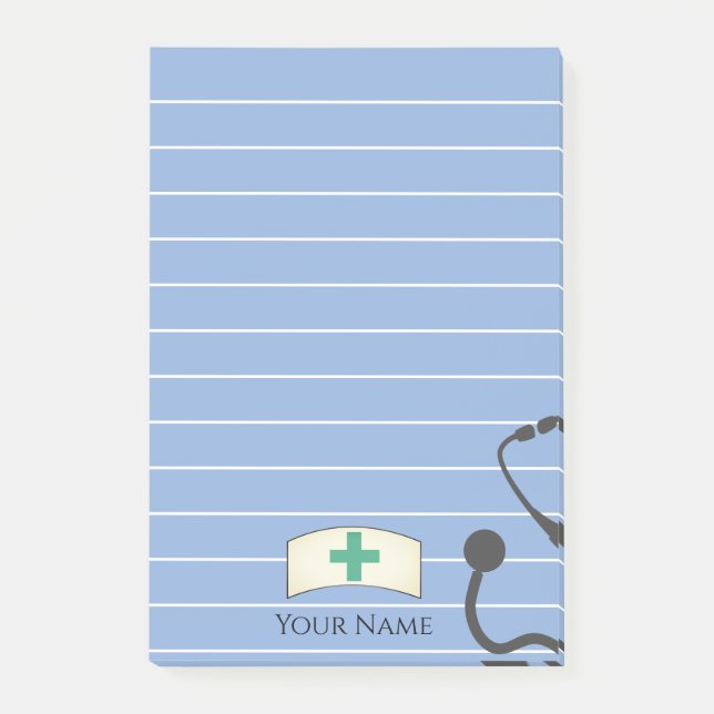 Notas Post-it® Diversión personalizada de la enfermera Cap Stetho (Anverso)