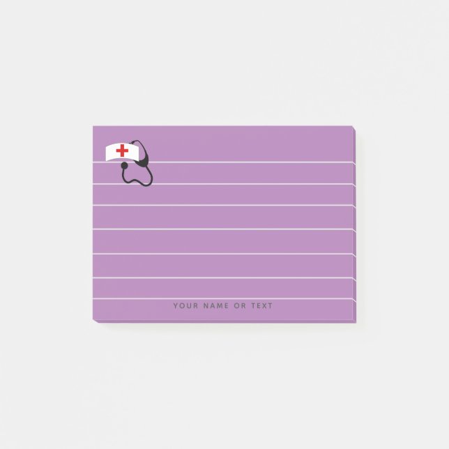 Notas Post-it® Diversión personalizada de la enfermera Purple Ste (Anverso)