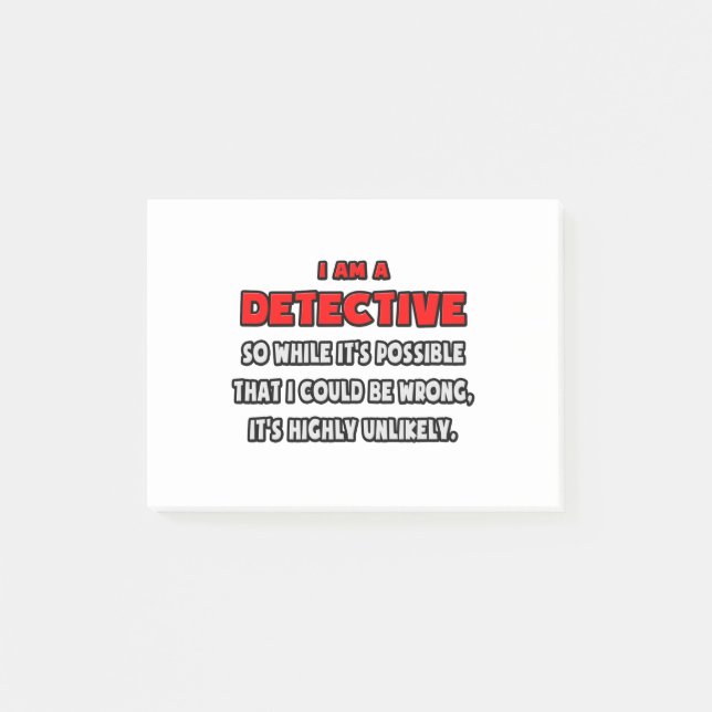 Notas Post-it® Divertido detective. Muy improbable (Anverso)