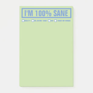 Notas Post-it® Divertido "soy el 100%" 4" sano x6 "