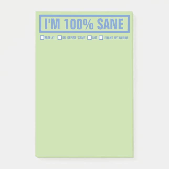 Notas Post-it® Divertido "soy el 100%" 4" sano x6 " (Anverso)