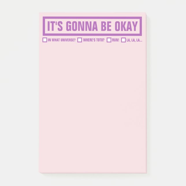 Notas Post-it® Divertido "Va a estar bien" 4"x6" (Anverso)
