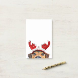 Notas Post-it® Divertidos Navidades Perro reno Antler Cabeza